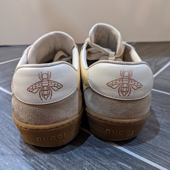 Gucci | Women's Yellow Leather Sneakers With Web G74 - Picture 5 of 16